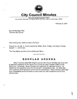City Council Meeting Minutes, February 8, 2001