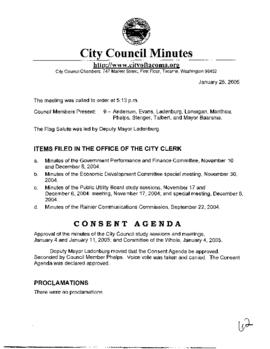 City Council Meeting Minutes, January 25, 2005