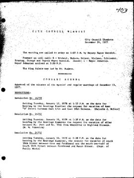 City Council Meeting Minutes, December 20, 1977