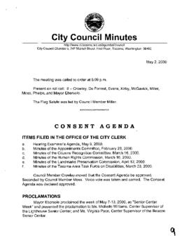 City Council Meeting Minutes, May 2, 2000