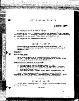 City Council Meeting Minutes, December 18, 1984