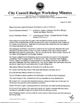 City Council Meeting Minutes, August 18, 2004