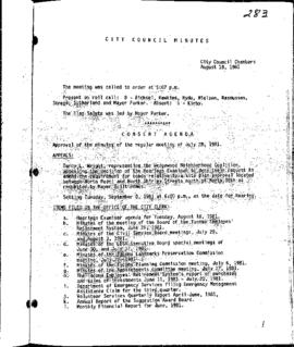 City Council Meeting Minutes, August 18, 1981