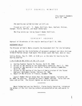 City Council Meeting Minutes, April 25, 1989