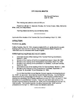 City Council Meeting Minutes, April 19, 1994