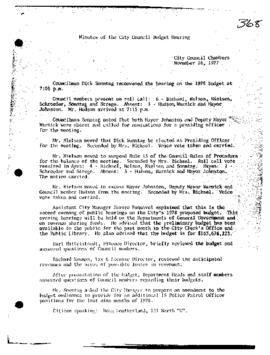 City Council Meeting Minutes, November 16, 1977
