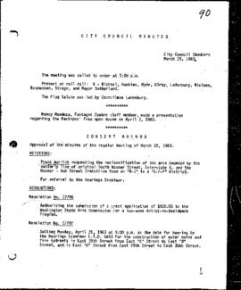 City Council Meeting Minutes, March 29, 1983