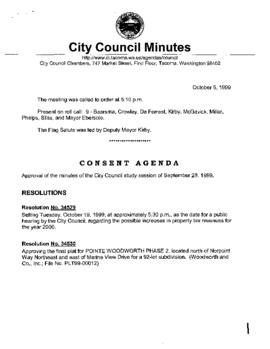 City Council Meeting Minutes, October 5, 1999