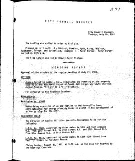 City Council Meeting Minutes, July 28, 1981
