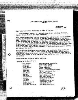 City Council Meeting Minutes, December 6, 1984