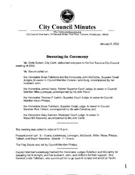 City Council Meeting Minutes, January 8, 2002