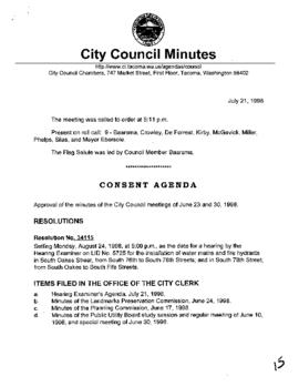 City Council Meeting Minutes, July 21, 1998