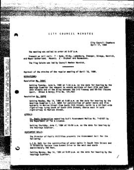 City Council Meeting Minutes, April 17, 1984