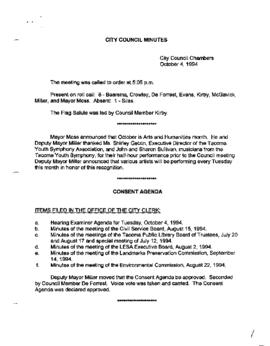 City Council Meeting Minutes, October 4, 1994