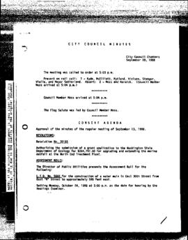 City Council Meeting Minutes, September 20, 1988