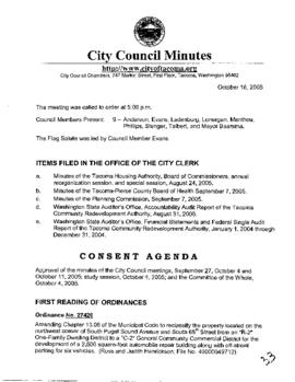 City Council Meeting Minutes, October 18, 2005