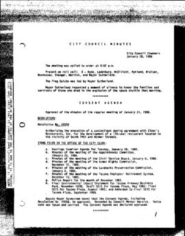 City Council Meeting Minutes, January 28, 1986