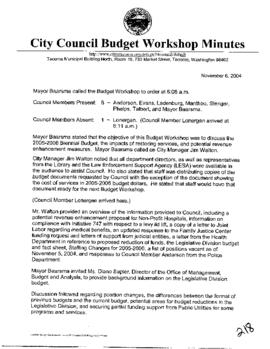 City Council Meeting Minutes, November 6, 2004