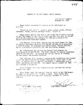 City Council Meeting Minutes, Budget, November 20, 1979