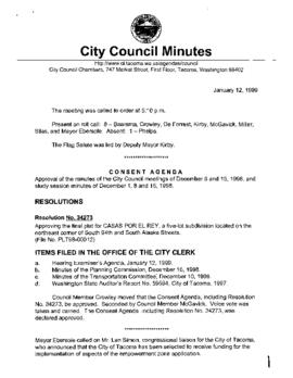 City Council Meeting Minutes, January 12, 1999