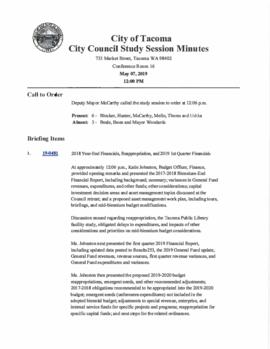 City Council Study Session Minutes, May 7, 2019