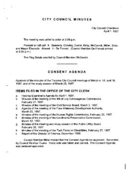 City Council Meeting Minutes, April 1, 1997