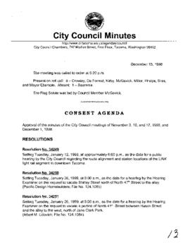 City Council Meeting Minutes, December 15, 1998