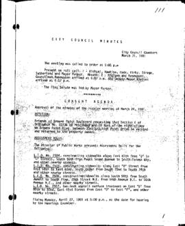City Council Meeting Minutes, March 31, 1981