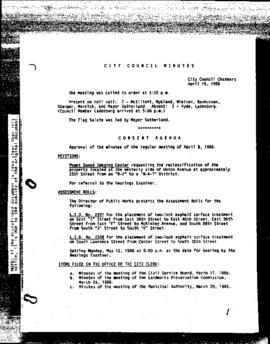 City Council Meeting Minutes, April 15, 1986