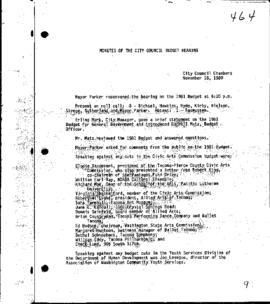 City Council Meeting Minutes, Budget, November 18, 1980