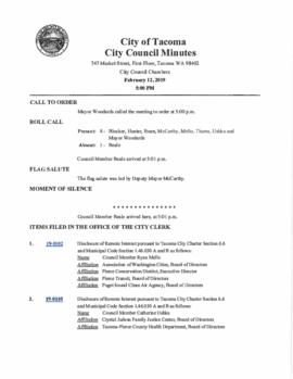 City Council Meeting Minutes, February 12, 2019