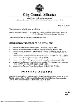 City Council Meeting Minutes, August 17, 2004