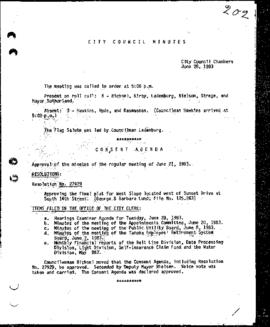 City Council Meeting Minutes, June 28, 1983