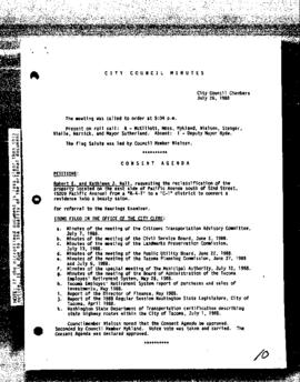 City Council Meeting Minutes, July 26, 1988