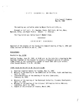 City Council Meeting Minutes, May 12, 1992