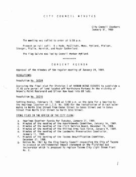 City Council Meeting Minutes, January 31, 1989