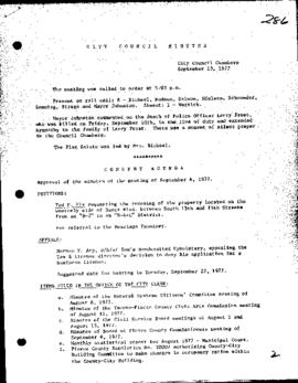 City Council Meeting Minutes, September 13, 1977
