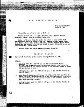 City Council Meeting Minutes, March 17, 1987