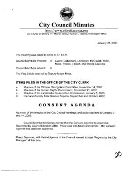 City Council Meeting Minutes, January 28, 2003