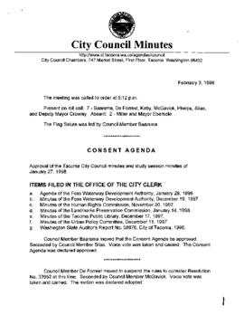 City Council Meeting Minutes, February 3, 1998