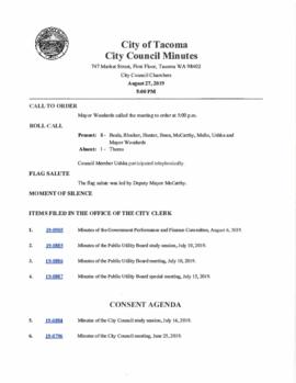 City Council Meeting Minutes, August 27, 2019