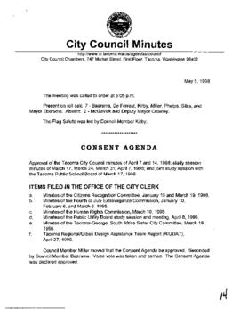 City Council Meeting Minutes, May 5, 1998