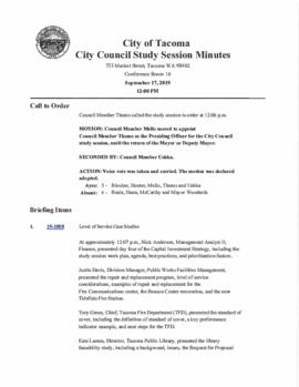 City Council Study Session Minutes, September 17, 2019