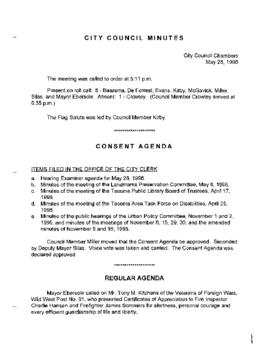 City Council Meeting Minutes, May 28, 1996