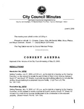 City Council Meeting Minutes, June 6, 2000
