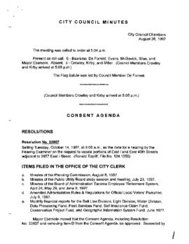 City Council Meeting Minutes, August 26, 1997