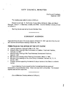 City Council Meeting Minutes, March 25, 1997