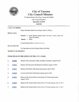City Council Meeting Minutes, September 10, 2019