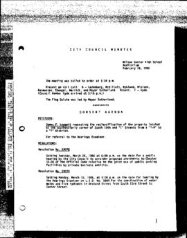 City Council Meeting Minutes, February 18, 1986