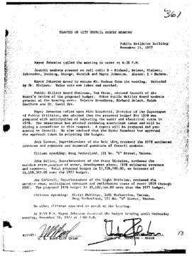 City Council Meeting Minutes, November 14, 1977